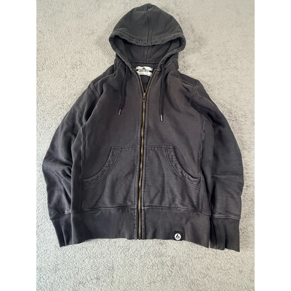 American Giant Hoodie Sweatshirt Mens Medium Gray Full Zip Fleece Made USA Logo